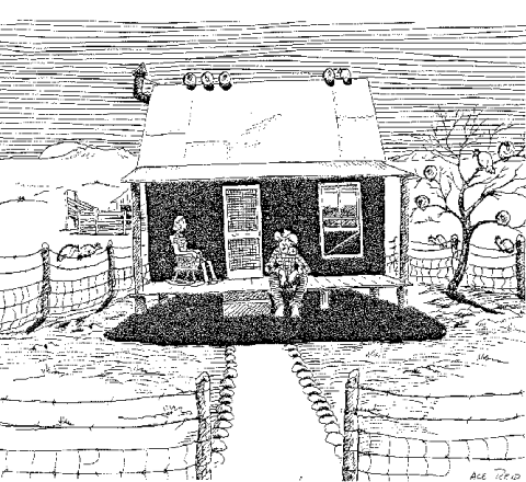 “Listen Maw . . . as soon as I have the plans fer yer old chicken house . . . I’ll get to work on it!”
