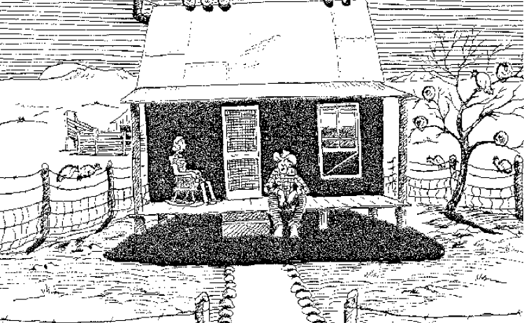 “Listen Maw . . . as soon as I have the plans fer yer old chicken house . . . I’ll get to work on it!”